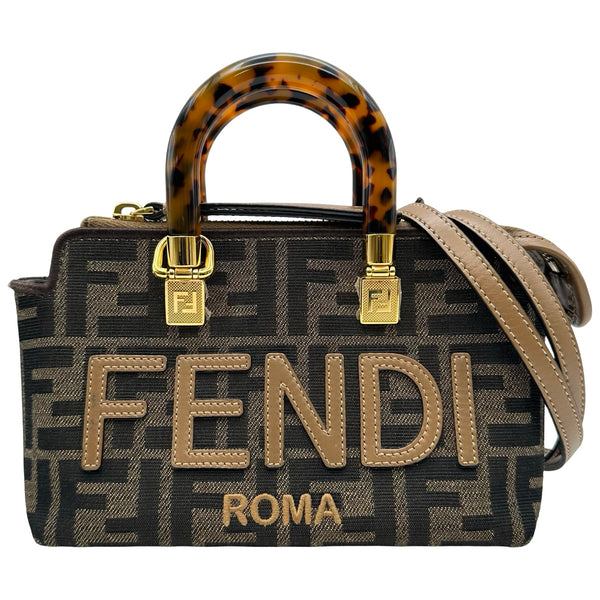 【FENDI】2wayバッグ　ボストンバッグ　ロゴライン　ゴールド金具. フェンディ FENDI バイザウェイミニ2WAYバッグ 8BS067 ブラウン