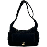 シャネル CHANEL ボーリング ホーボー AS5054 ブラック ベルベットエフェクト ナイロン レディース ショルダーバッグ