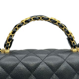 シャネル CHANEL マトラッセ トップハンドルスモールフラップ AS5702 ブラック ゴールド金具 キャビアスキン レディース ショルダーバッグ