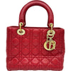 クリスチャン・ディオール Christian Dior レディディオール ミディアム レッド ゴールド金具 ラムスキン レディース ショルダーバッグ