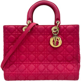 クリスチャン・ディオール Christian Dior レディディオール ラージ ピンク ゴールド金具 ラムスキン レディース ショルダーバッグ