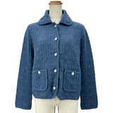 クリスチャン・ディオール Christian Dior マクロカナージュニットジャケット 644V53B7941 ブルー コットン レディース テーラードジャケット