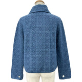 クリスチャン・ディオール Christian Dior マクロカナージュニットジャケット 644V53B7941 ブルー コットン レディース テーラードジャケット