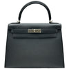 エルメス HERMES ケリー28 外縫い W刻印 ブラック シルバー金具 エプソン レディース ショルダーバッグ