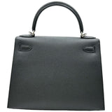 エルメス HERMES ケリー28 外縫い W刻印 ブラック シルバー金具 エプソン レディース ショルダーバッグ
