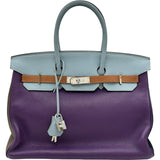 エルメス HERMES バーキン35アルルカン □P刻印 ウルトラヴァイオレット/ブルーラン/エタン シルバー金具 トリヨン レディース ハンドバッグ