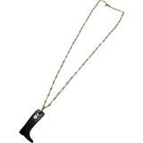 エルメス HERMES アミュレットラッカーGM カヴァリエネックレス ブラウン/ゴールド バッファローホーン/メタル アクセサリー