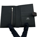 エルメス HERMES ニューHパッサンコンパクト W刻印 ブラック シルバー金具 エプソン レディース 二つ折り財布