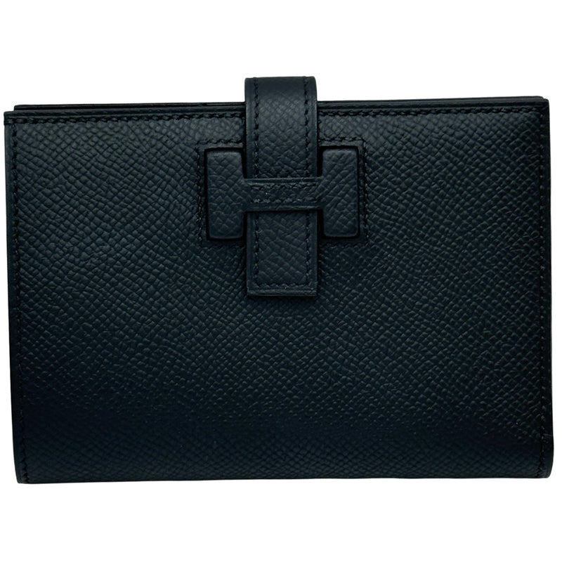 エルメス HERMES ニューHパッサンコンパクト W刻印 ブラック シルバー