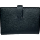 エルメス HERMES ニューHパッサンコンパクト W刻印 ブラック シルバー金具 エプソン レディース 二つ折り財布