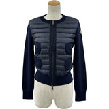 モンクレール MONCLER ダウン切替ニットカーディガン ネイビー ナイロン レディース カーディガン