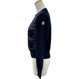 モンクレール MONCLER ダウン切替ニットカーディガン ネイビー ナイロン レディース カーディガン