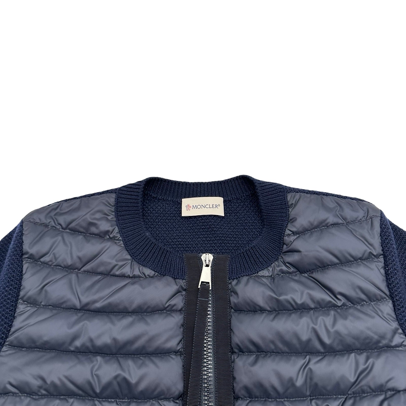 モンクレール MONCLER ダウン切替ニットカーディガン ネイビー