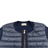 モンクレール MONCLER ダウン切替ニットカーディガン ネイビー ナイロン レディース カーディガン