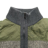 モンクレール MONCLER ヘリンボーンニットジャケット グレー ウール レディース ミリタリージャケット