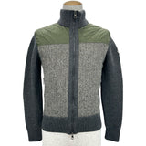 モンクレール MONCLER ヘリンボーンニットジャケット グレー ウール レディース ミリタリージャケット