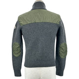 モンクレール MONCLER ヘリンボーンニットジャケット グレー ウール レディース ミリタリージャケット