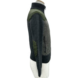モンクレール MONCLER ヘリンボーンニットジャケット グレー ウール レディース ミリタリージャケット