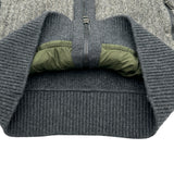 モンクレール MONCLER ヘリンボーンニットジャケット グレー ウール レディース ミリタリージャケット