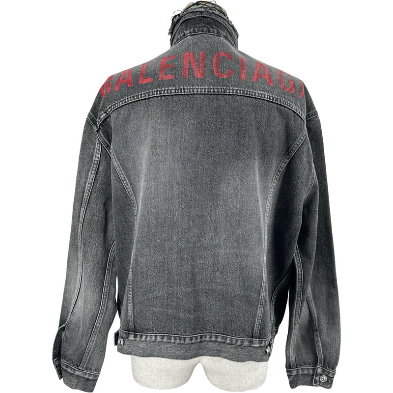 BALENCIAGA グレー デニムジャケット 34 バレンシアガ BALENCIAGA バックロゴデニムジャケット 557388 グレー