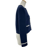 クリスチャン・ディオール Christian Dior CDボタンレースクロップドジャケット 621V28A1166 ネイビー ウール レディース その他アウター