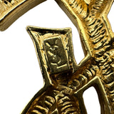 YVES SAINT LAURENT ロゴブローチ ゴールド メタル アクセサリー