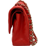 シャネル CHANEL マトラッセ25 A01112 27番台 レッド ゴールド金具 キャビアスキン レディース ショルダーバッグ