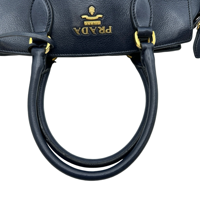 プラダ PRADA 2WAYハンドバッグ 1BA164 ネイビー ゴールド金具 レザー