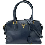 プラダ PRADA 2WAYハンドバッグ 1BA164 ネイビー ゴールド金具 レザー レディース ハンドバッグ