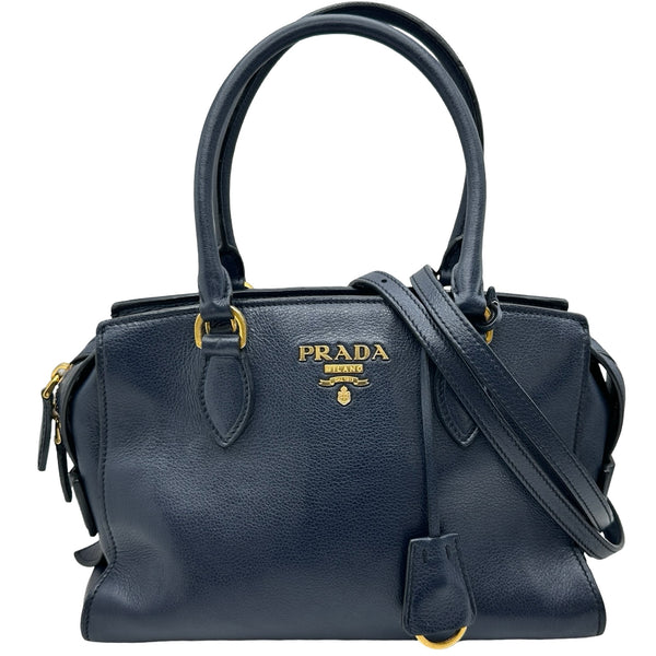 プラダ PRADA 2WAYハンドバッグ 1BA164 ネイビー ゴールド金具 レザー