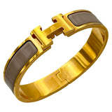 エルメス HERMES クリックHブレスレット ゴールド/グレージュ メタル/エナメル アクセサリー