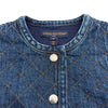 ルイ・ヴィトン LOUIS VUITTON キルティング ノーカラーデニムジャケット FVVE59 インディゴ デニム レディース デニムジャケット
