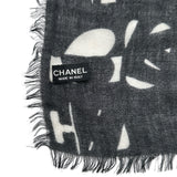 シャネル CHANEL アイコンモチーフ大判ストール ブラック/ホワイト カシミヤ レディース ストール