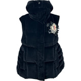 モンクレール MONCLER JANE ダウンベスト ブラック ベロア レディース ダウンベスト