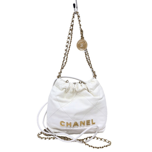 シャネル CHANEL CHANEL22 ミニ AS3980 ホワイト ゴールド金具 カーフスキン レディース ショルダーバッグ ハンドバッグ