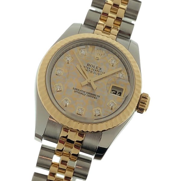 ロレックス ROLEX デイトジャスト26  10Pダイヤ 179173G ゴールドクリスタル YG/SS レディース 腕時計