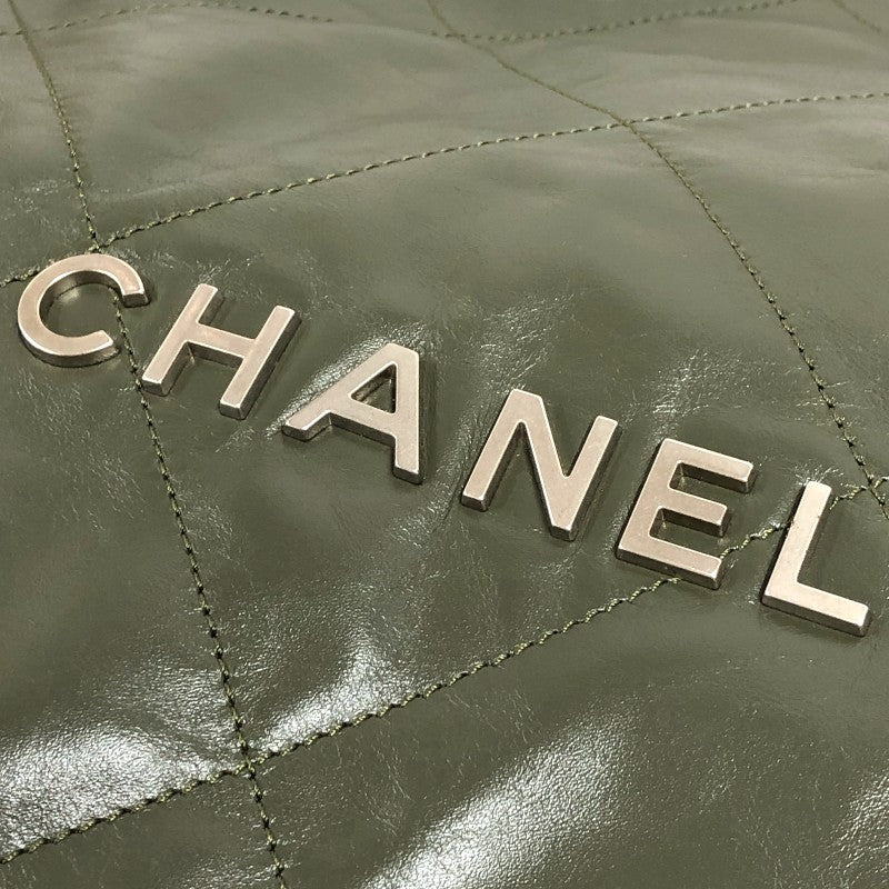 シャネル CHANEL CHANEL22 ラージ ハンドバッグ AS3262 カーキ シルバー金具 シャイニーカーフ レディース ショルダーバッグ