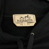 エルメス HERMES レザーパッチ スウェットパーカー ネイビー L コットン100％ メンズ パーカー