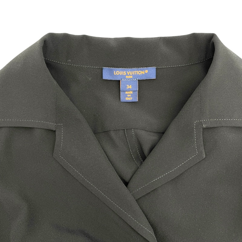 ルイ・ヴィトン LOUIS VUITTON ベルトアシンメトリーワンピース FRDS32 ブラック シルク レディース ワンピース