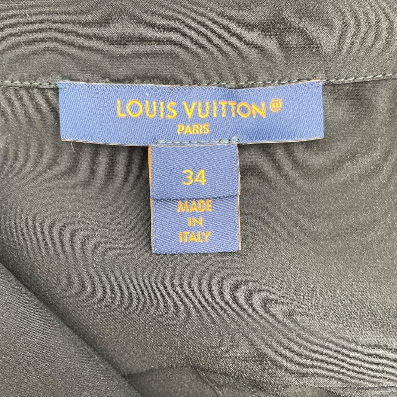 ルイ・ヴィトン LOUIS VUITTON ベルトアシンメトリーワンピース FRDS32 ブラック シルク レディース ワンピース
