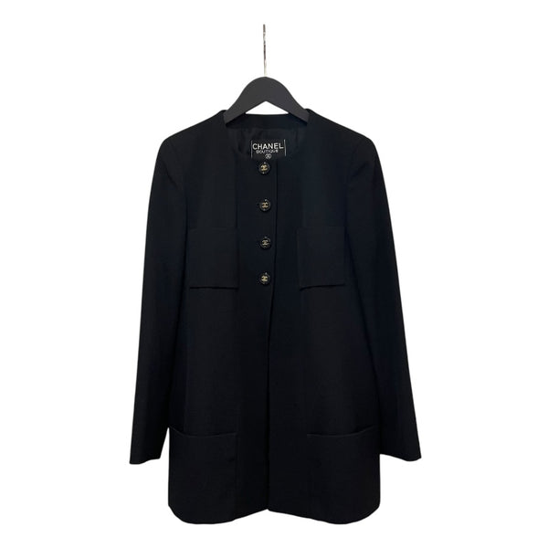 シャネル CHANEL ノーカラーウールジャケット PO5179 ブラック ウール レディース ノーカラージャケット