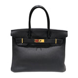 エルメス HERMES バーキン30 □M刻 ブラック　ゴールド金具 トゴ レディース ハンドバッグ