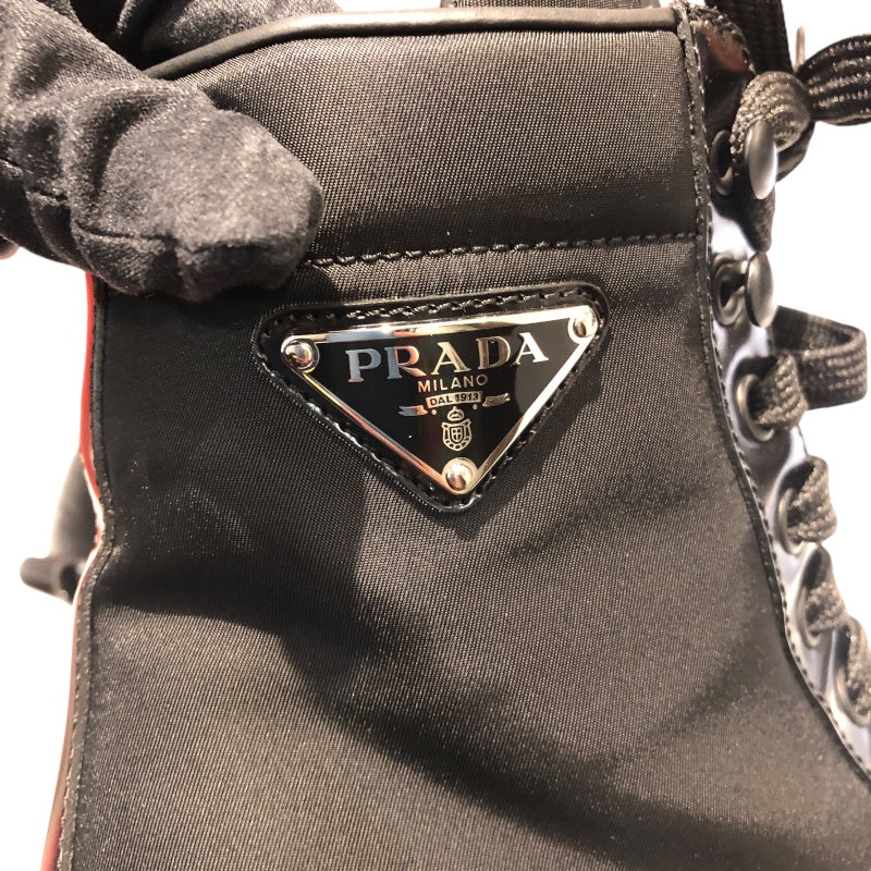 プラダ PRADA RE-NYLON レザー切り替えブーツ 1T239N ブラック ナイロン レディース ブーツ
