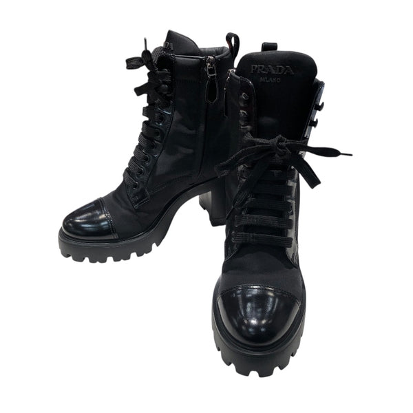 プラダ PRADA RE-NYLON レザー切り替えブーツ 1T239N ブラック ナイロン レディース ブーツ