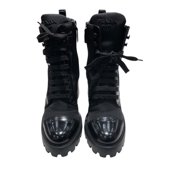 プラダ PRADA RE-NYLON レザー切り替えブーツ 1T239N ブラック ナイロン レディース ブーツ
