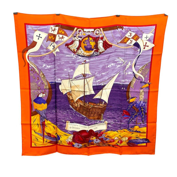 エルメス HERMES カレ90 Christophe Colomb シルク レディース スカーフ