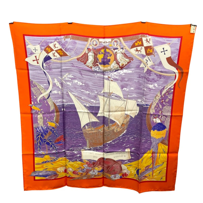 エルメス HERMES カレ90 Christophe Colomb シルク レディース スカーフ