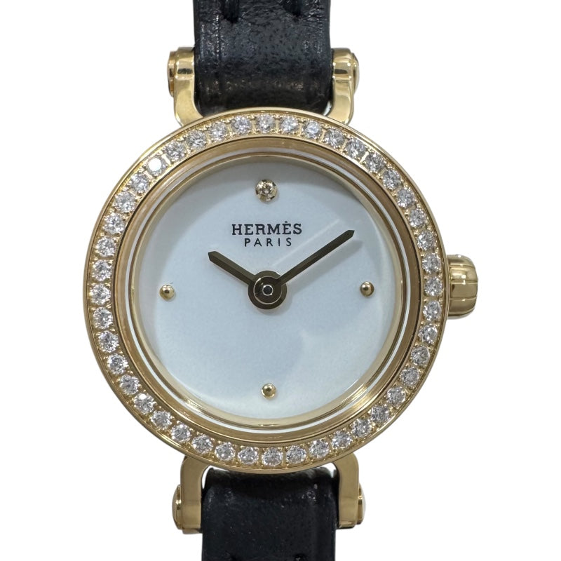 エルメス HERMES フォーブル FG1.186 ホワイト K18YG/レザーベルト クオーツ レディース 腕時計
