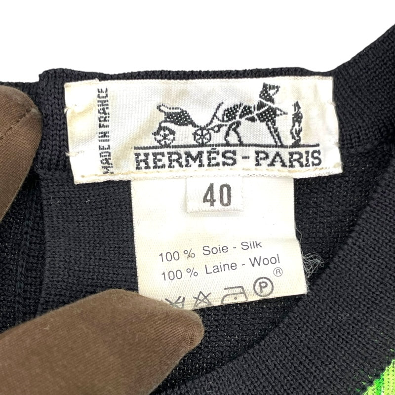 エルメス HERMES ニットトップス ブラック シルク レディース ニット