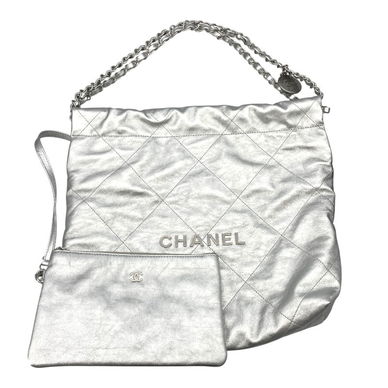 シャネル CHANEL CHANEL22スモール AS3260 シルバー SV金具 シャイニーカーフ レディース ハンドバッグ